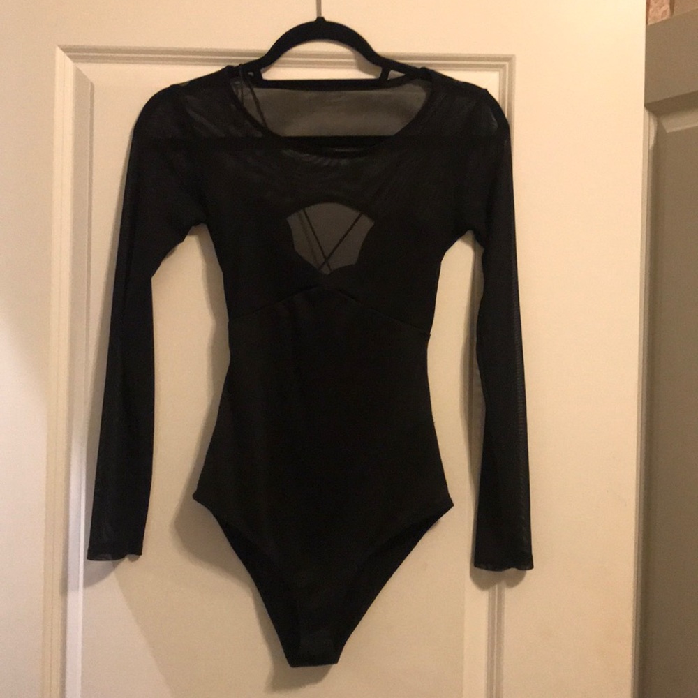 Black swear sleeved body suit
